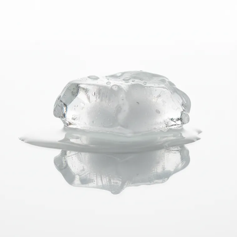 An ice cube melting into water, illustrating the melting point