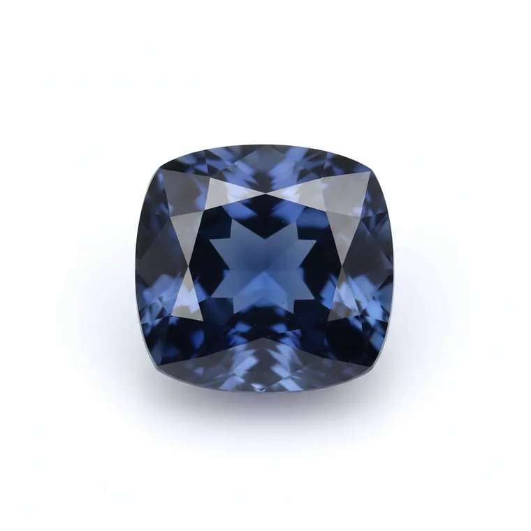 Polished deep blue sapphire gemstone